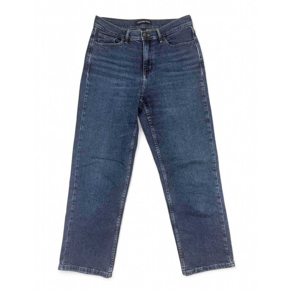 Calvin Klein Cropped Ankle Straight Jeans Size 4 Dark Indigo